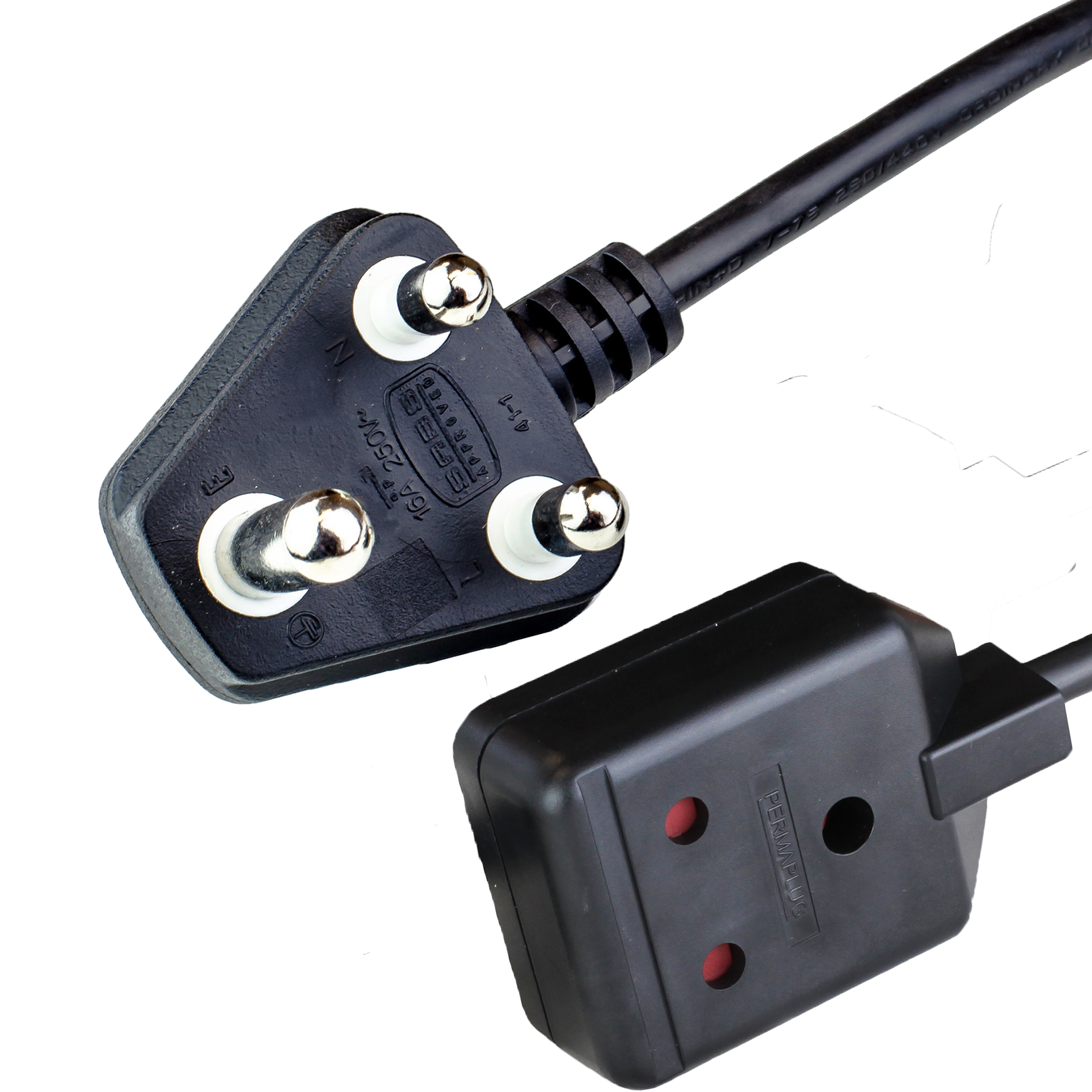 BS546 to BS546 16A 250V Extension Cord