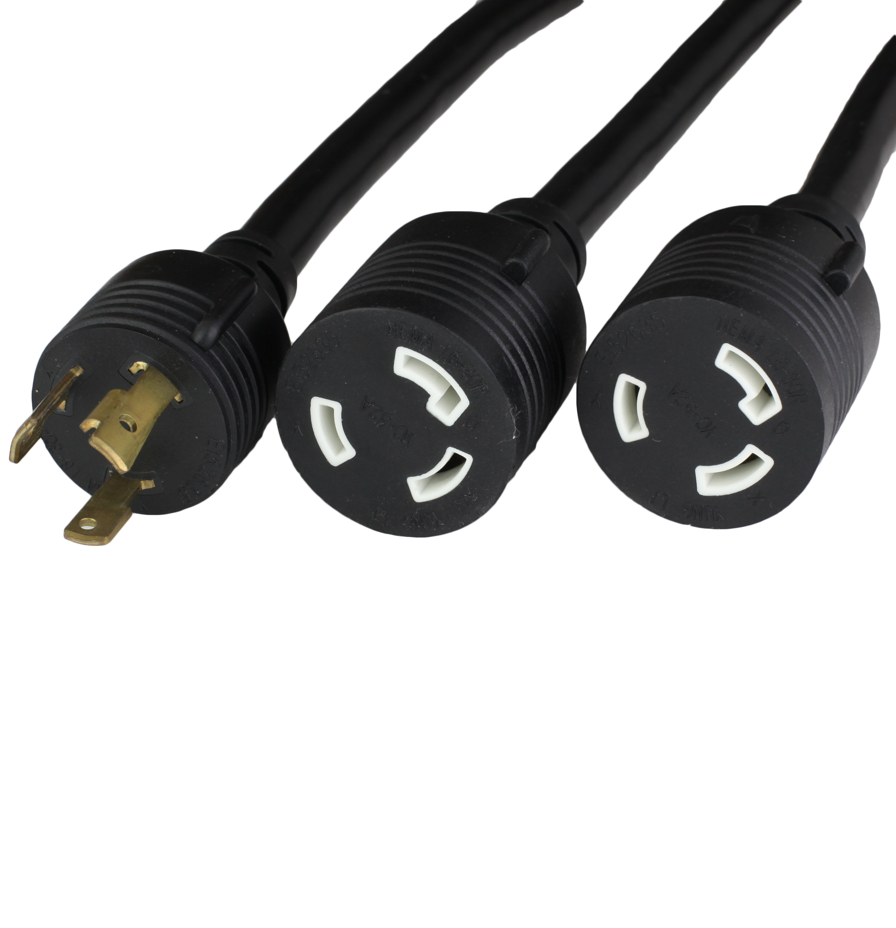 Black NEMA L6-30P to 2x NEMA L6-30R SPLITTER Power Cords