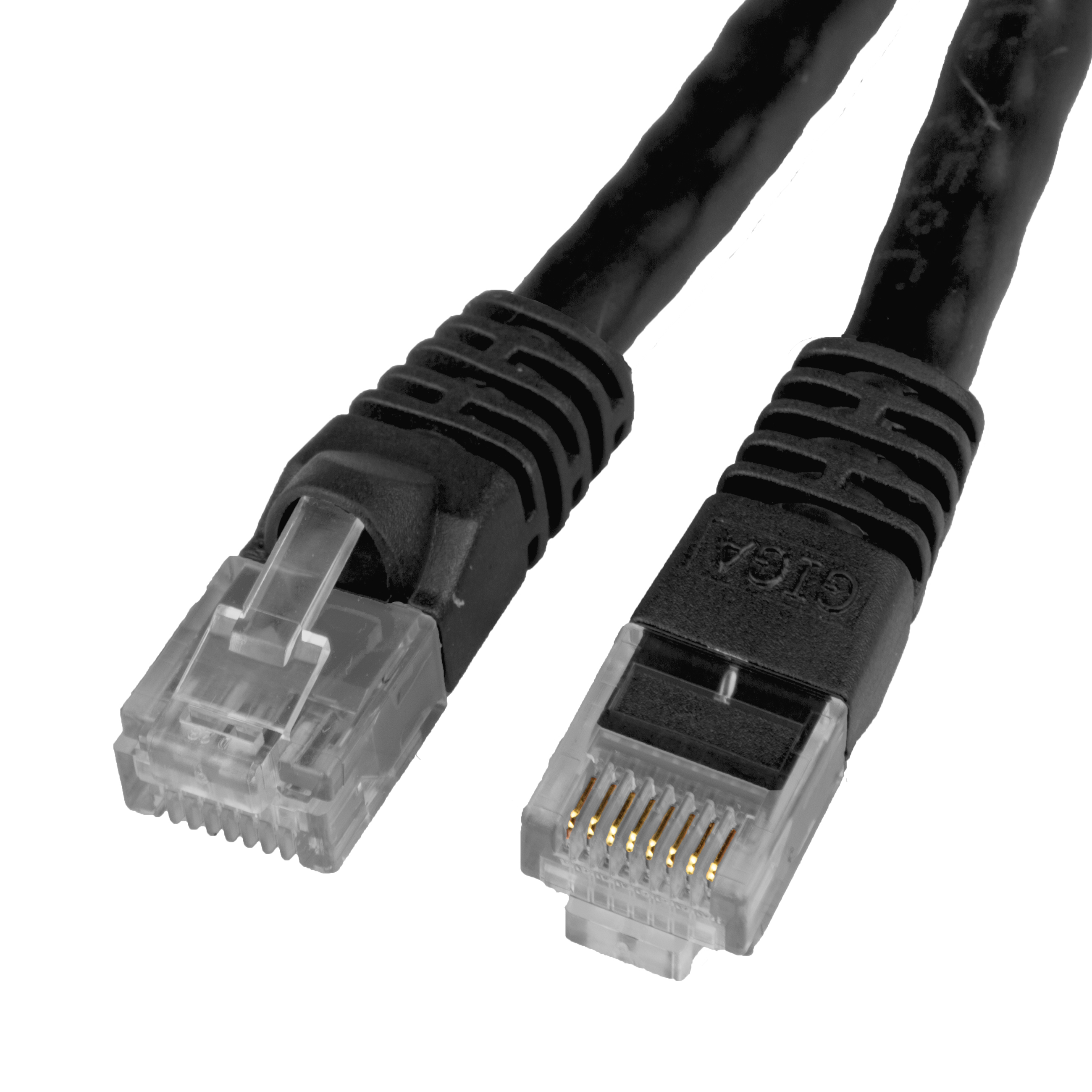 Unshielded CAT6a Black Ethernet Cable - Molded Boot / Snagless RJ45 to RJ45