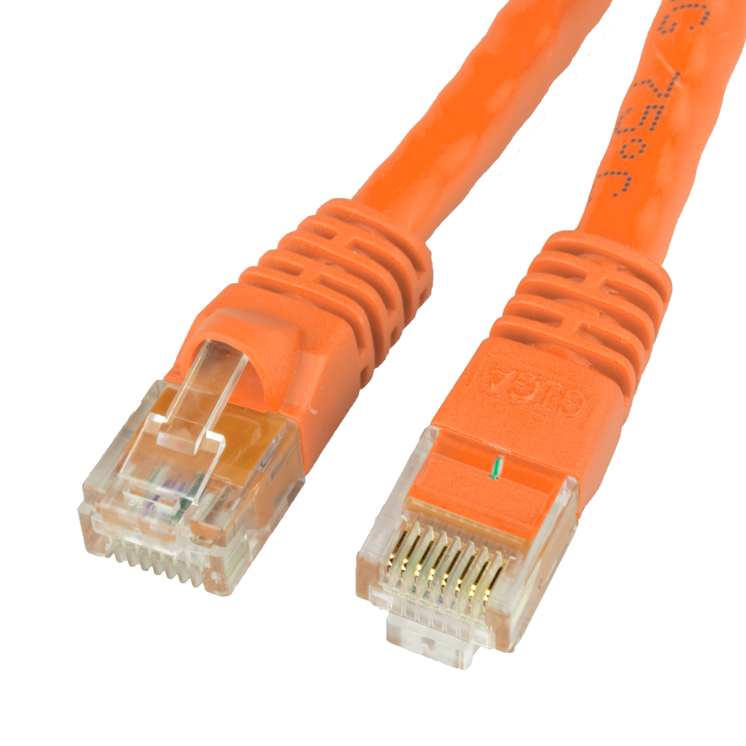 Unshielded Cat6A Orange Ethernet Patch Cable - Molded Boot/Snagless RJ45 to RJ45