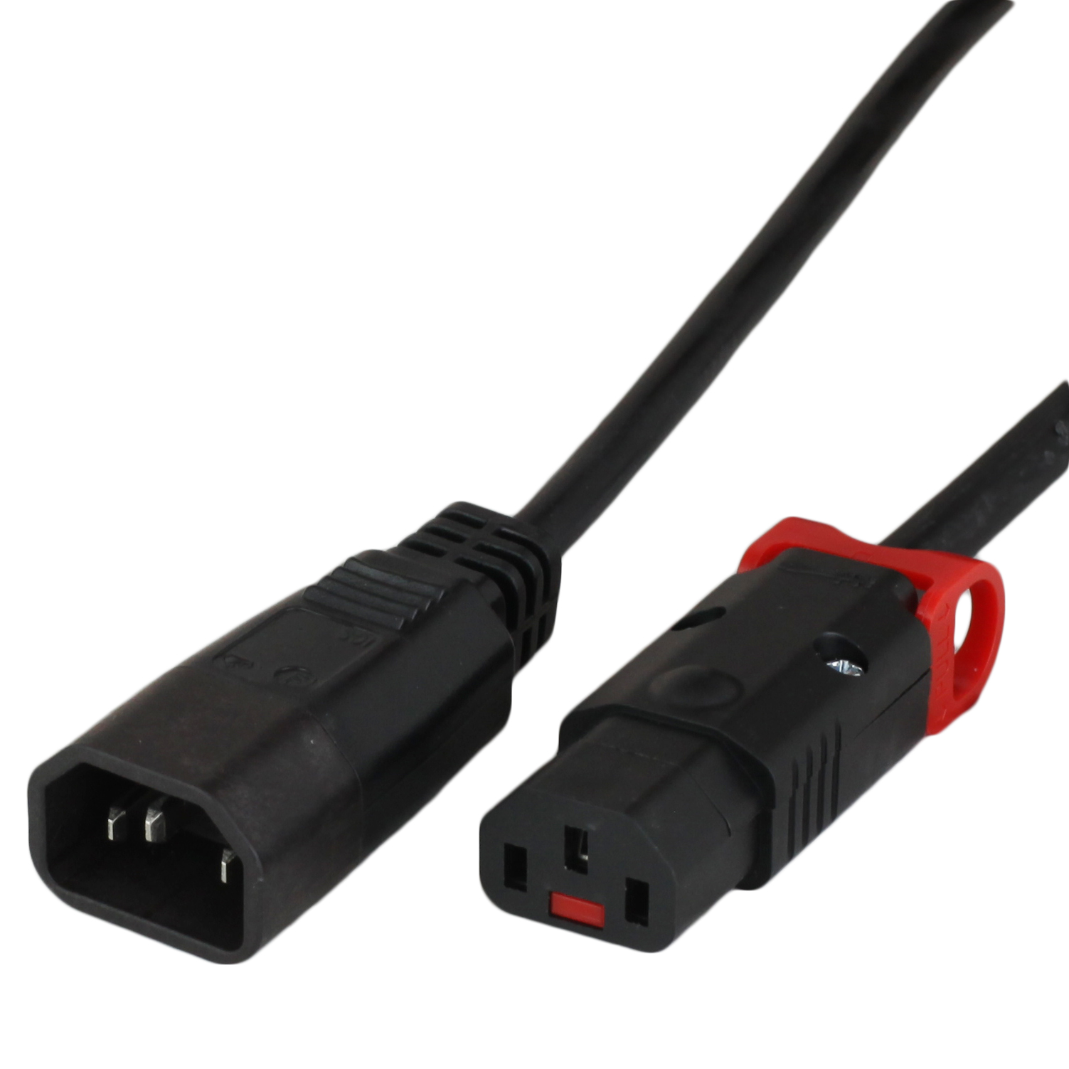 1FT IEC60320 C14 to C13 LOCKING 1.0mm2 LSZH Power Cord - BLACK