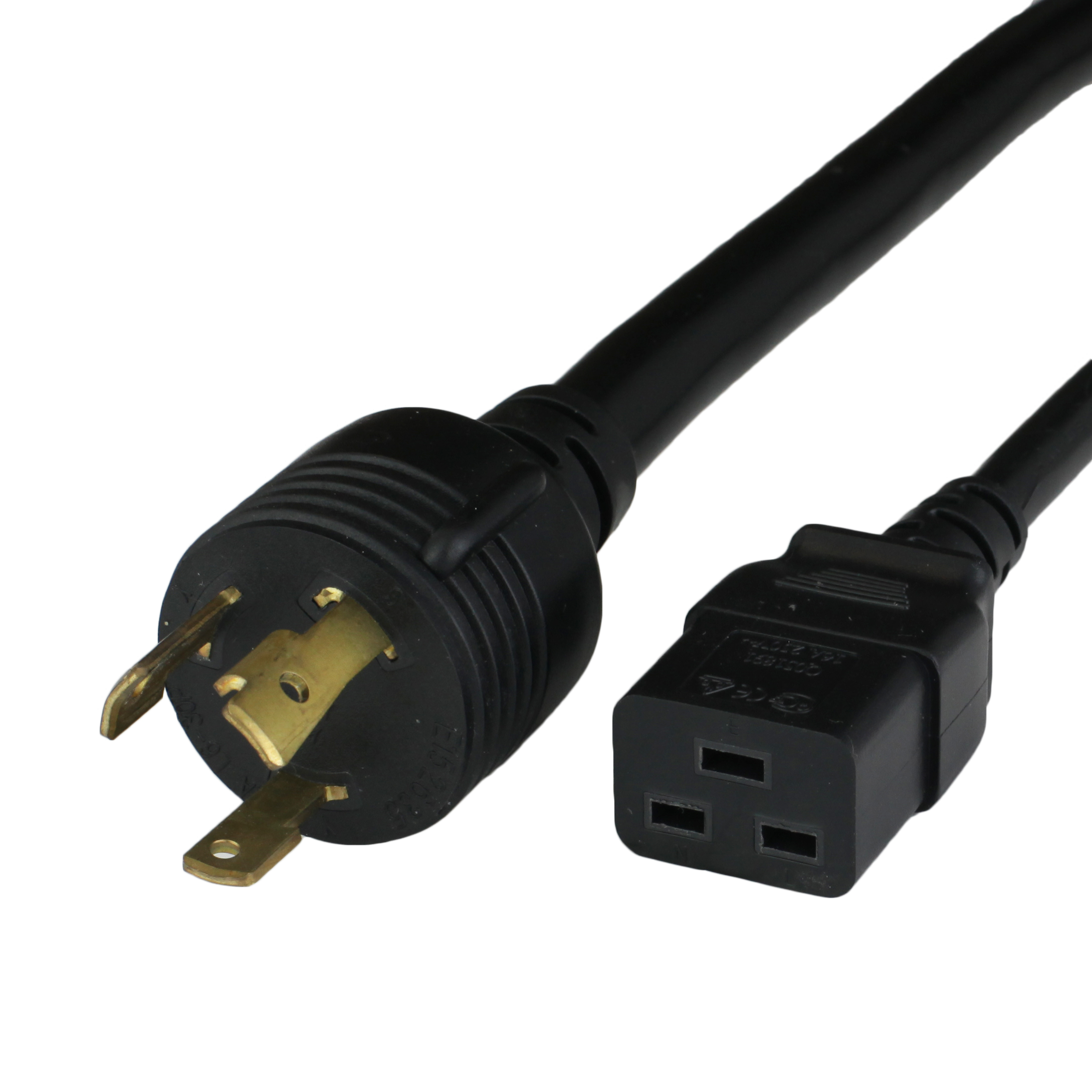 10FT 3m JAPAN JIS8303 L6-30P to IEC60320 C19 20A 250V 3.5mm2 VCTF Power Cord - BLACK