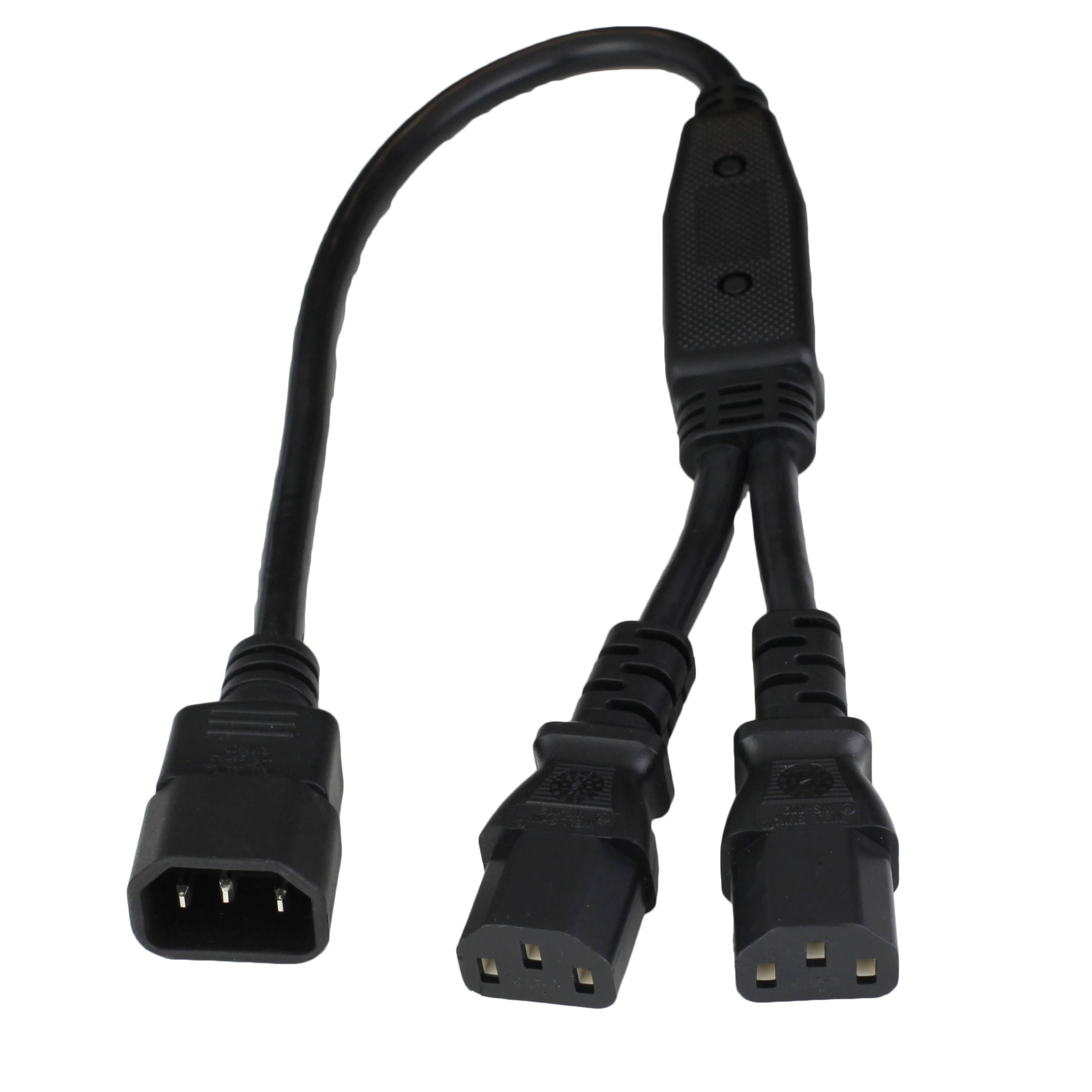 15A C14 to C13 2x SPLITTER Power Cords - BLACK