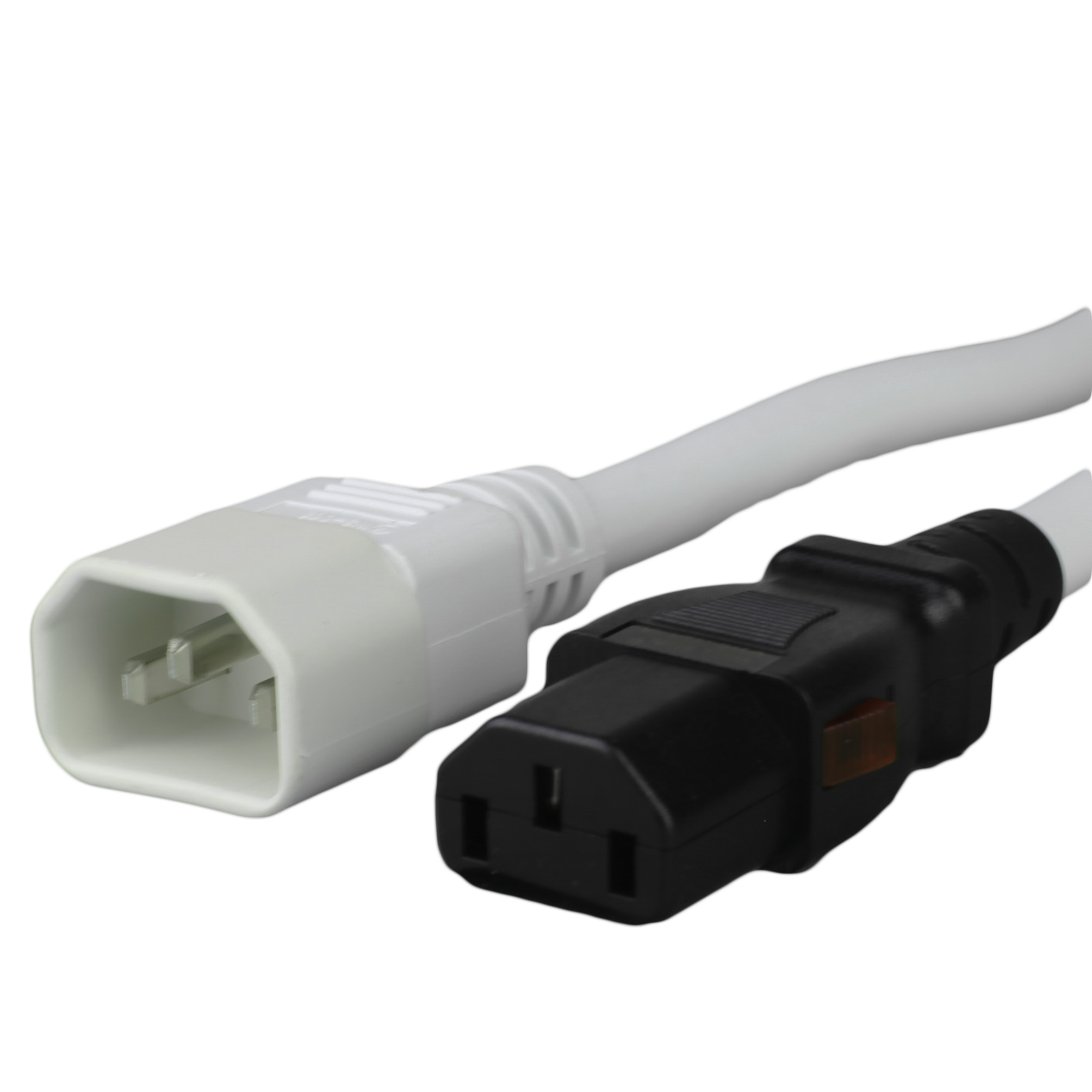 3FT ALock C13 C14 15A 250V WHITE Power Cord