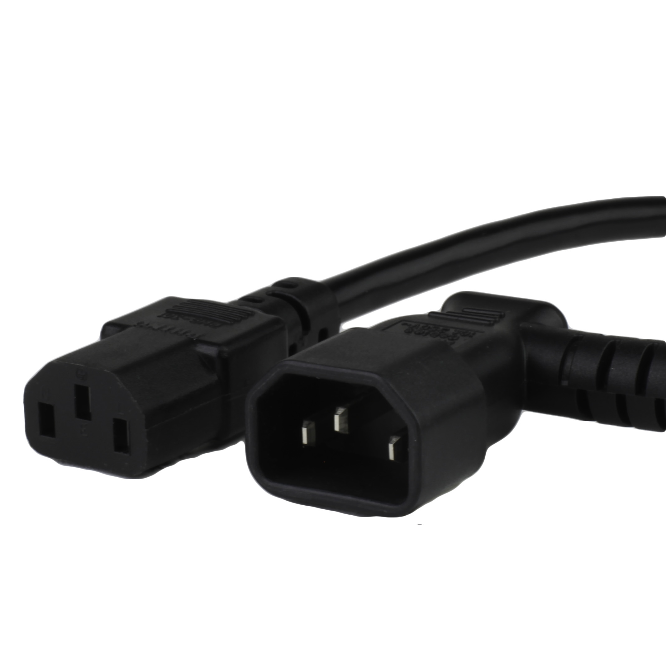 2ft 14 3 Awg C13 C14 Left Angled 15a 250v Black Power Cord