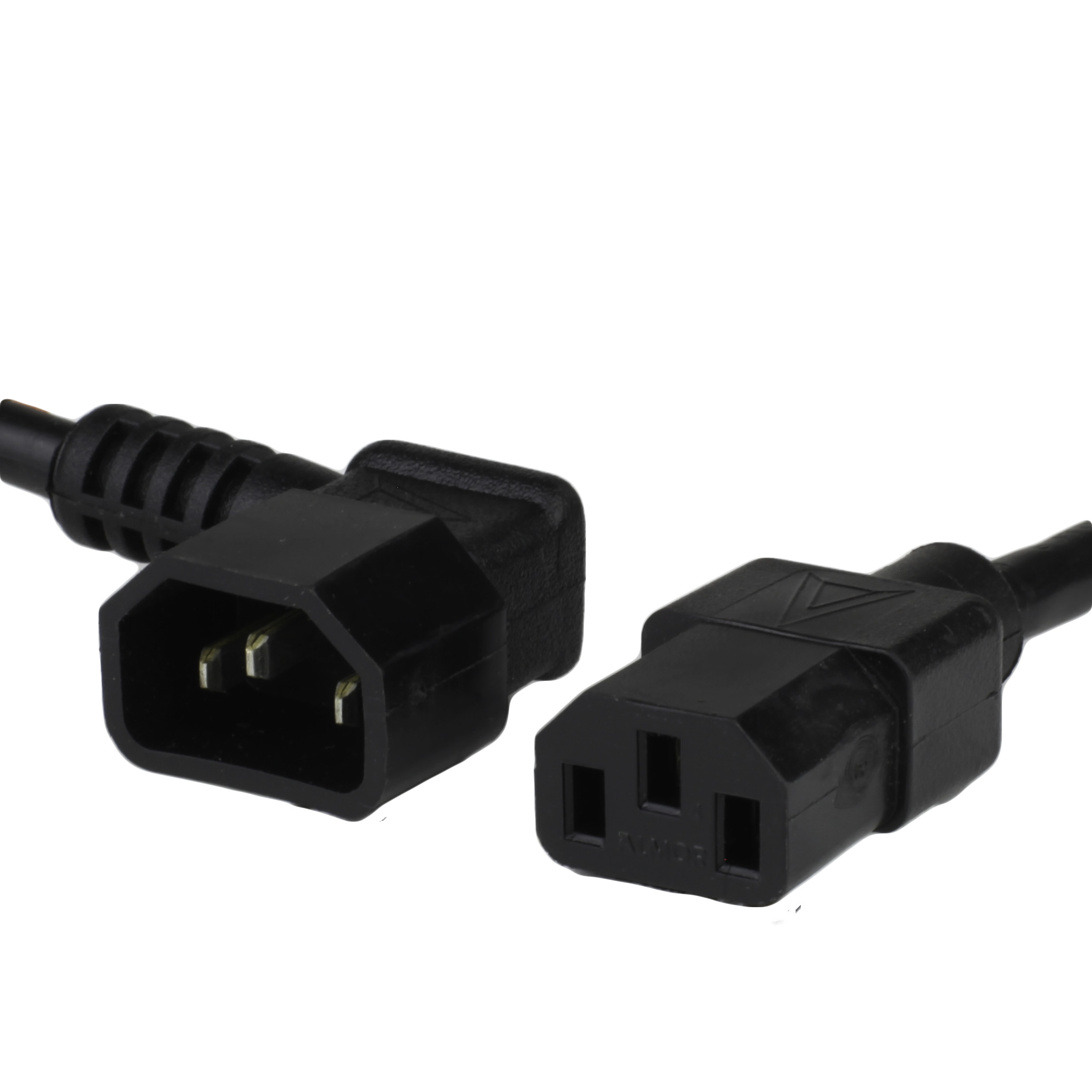 1FT 14/3 AWG C13 C14 Right Angled 15A 250V BLACK Power Cord