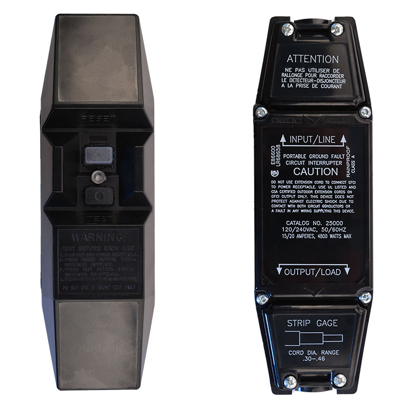 20A 120/240V MANUAL RESET User Attachable In-Line GFCI - BLACK