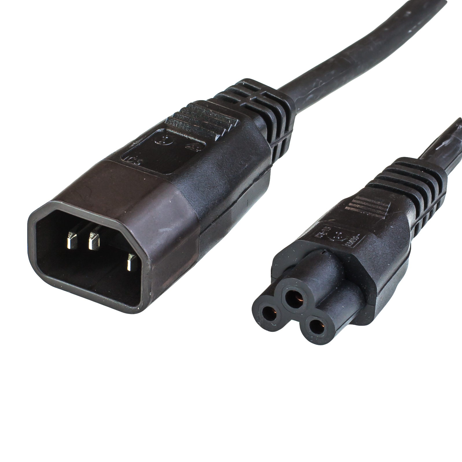 2m IEC60320 C14 to C5 Power Cord with 1.0mm2 LSZH cordage - BLACK