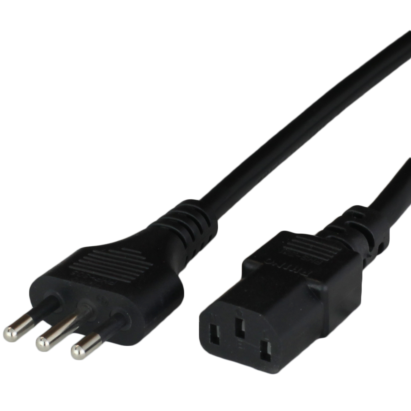 6FT Italy Plug CEI23-50 CEI23-16/VII to IEC60320 C13 10A 250V H05VV-F0.75 Power Cord - BLACK