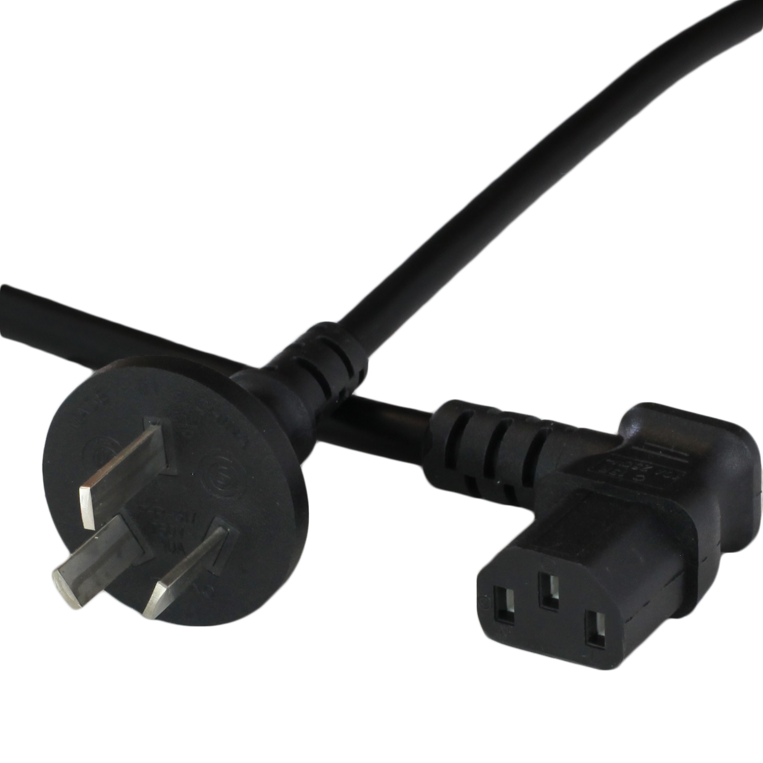 2.5m 8FT Argentina IRAM2073 Plug to IEC60320 C13 RIGHT ANGLE 10A 250V Power Cord - BLACK