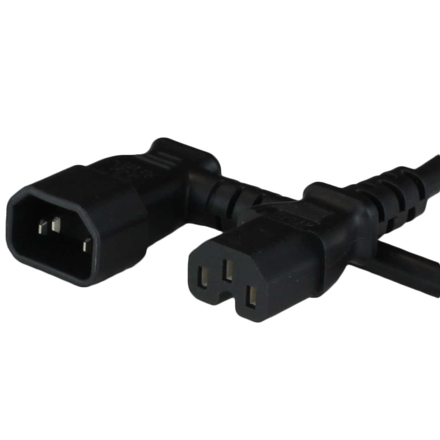 8FT IEC60320 LEFT ANGLE C14 to C15 15A 250V 14awg SJT Power Cord - BLACK
