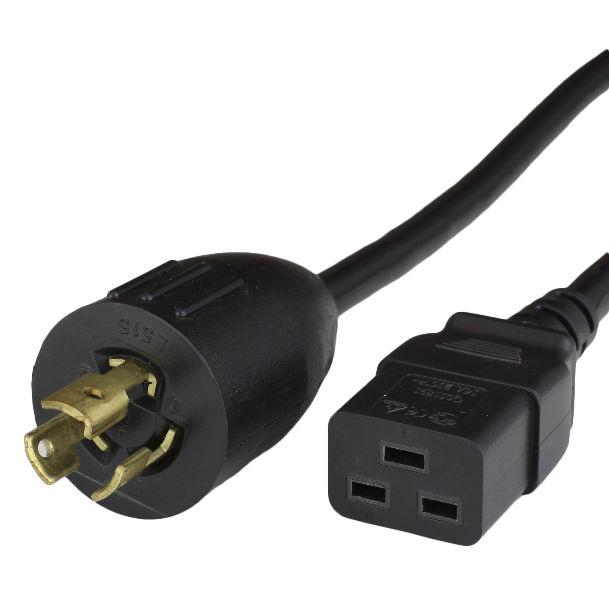 Black NEMA L5-15P to IEC 60320 C19 Adapter Power Cords