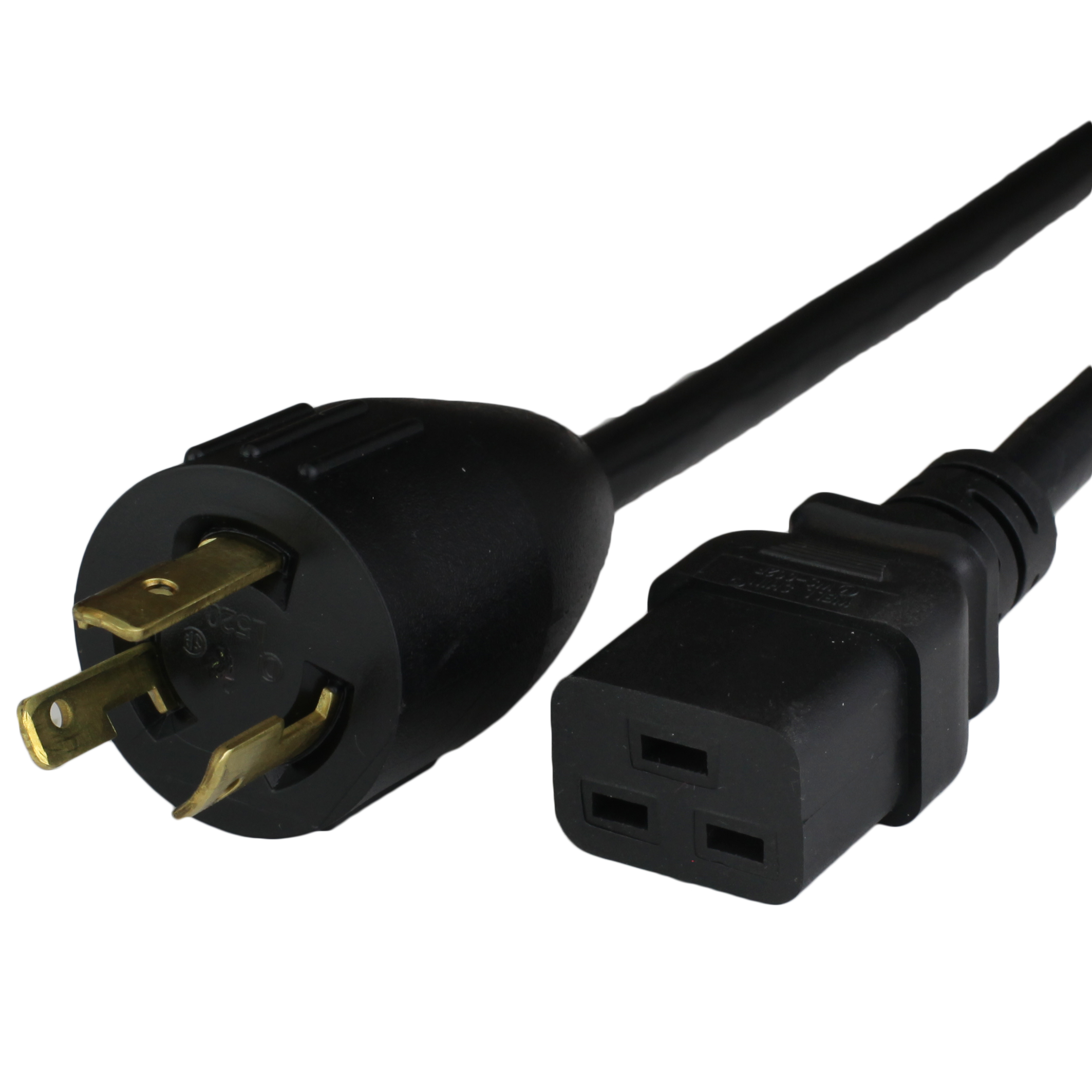 Black Locking NEMA L5-20P to IEC 60320 C19 Adapter Power Cords