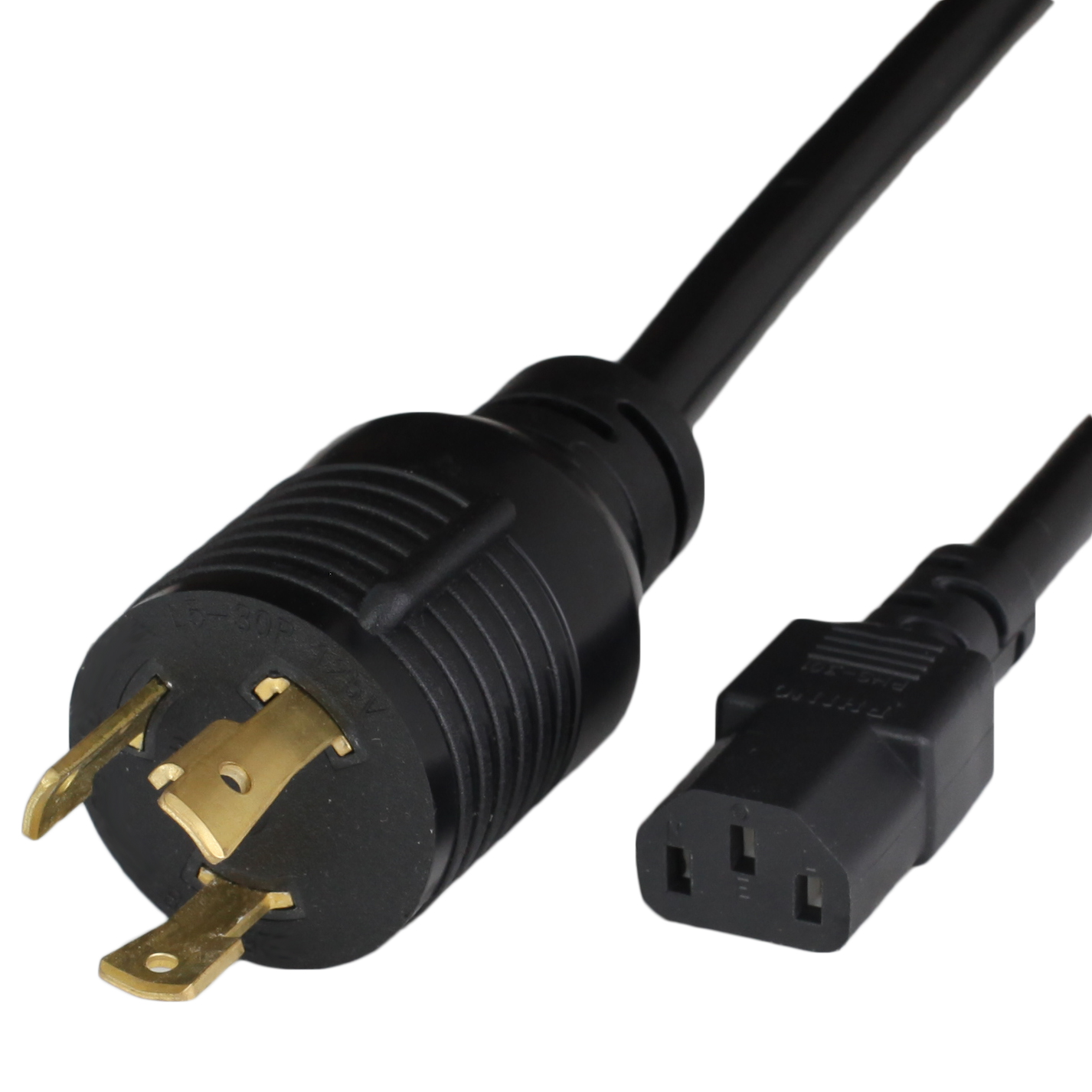 Black NEMA L5-30P to IEC 60320 C13 Power Cords