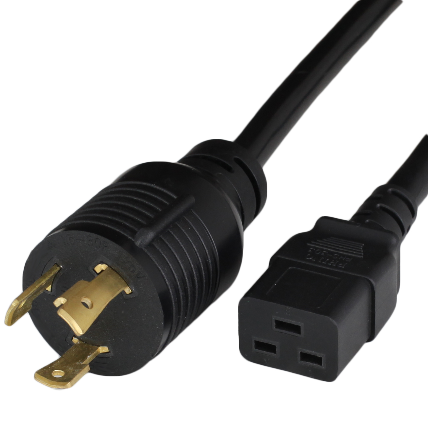 NEMA L5-30P to IEC 60320 C19 Adapter Power Cords - BLACK