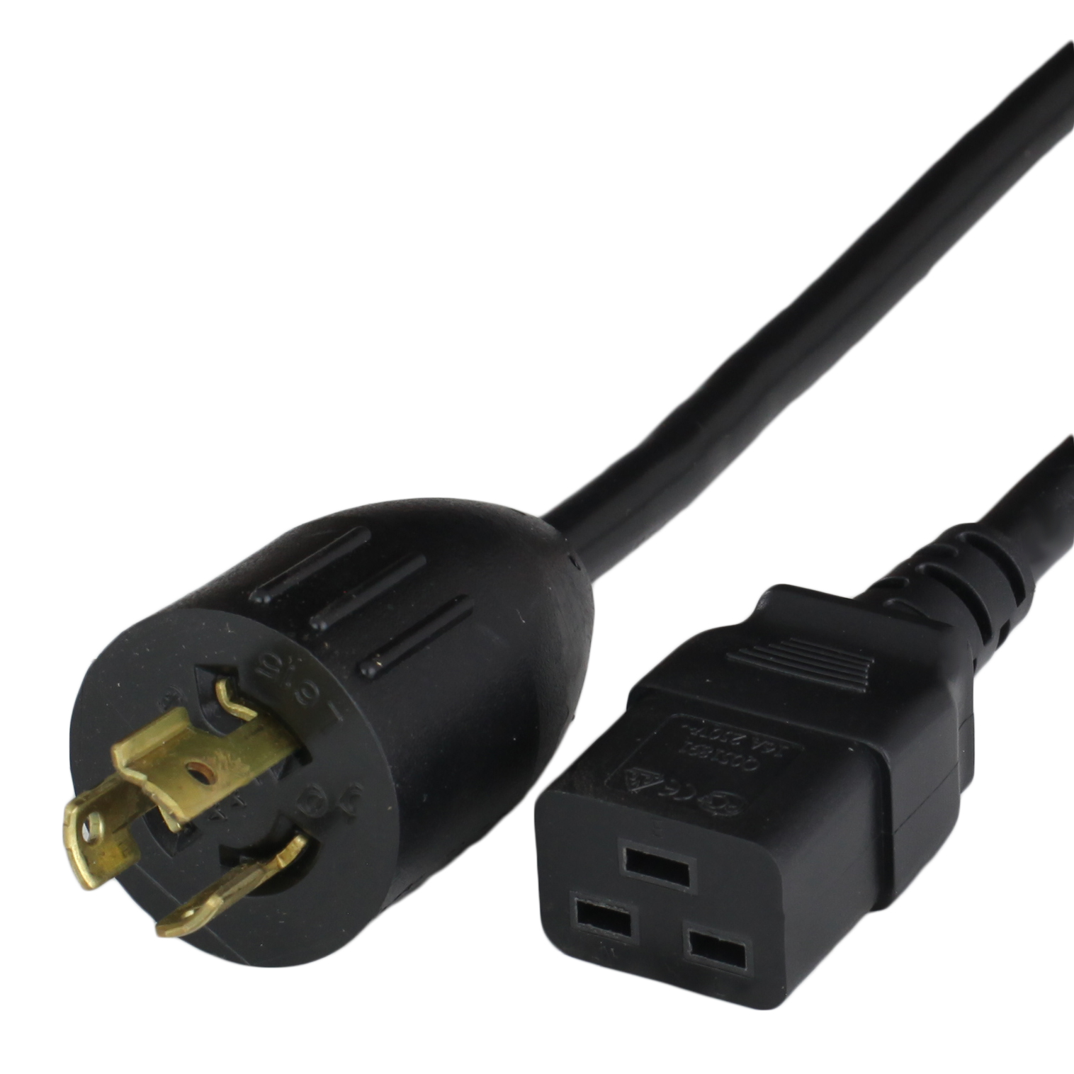 Black NEMA L6-15P to IEC 60320 C19 Adapter Power Cords