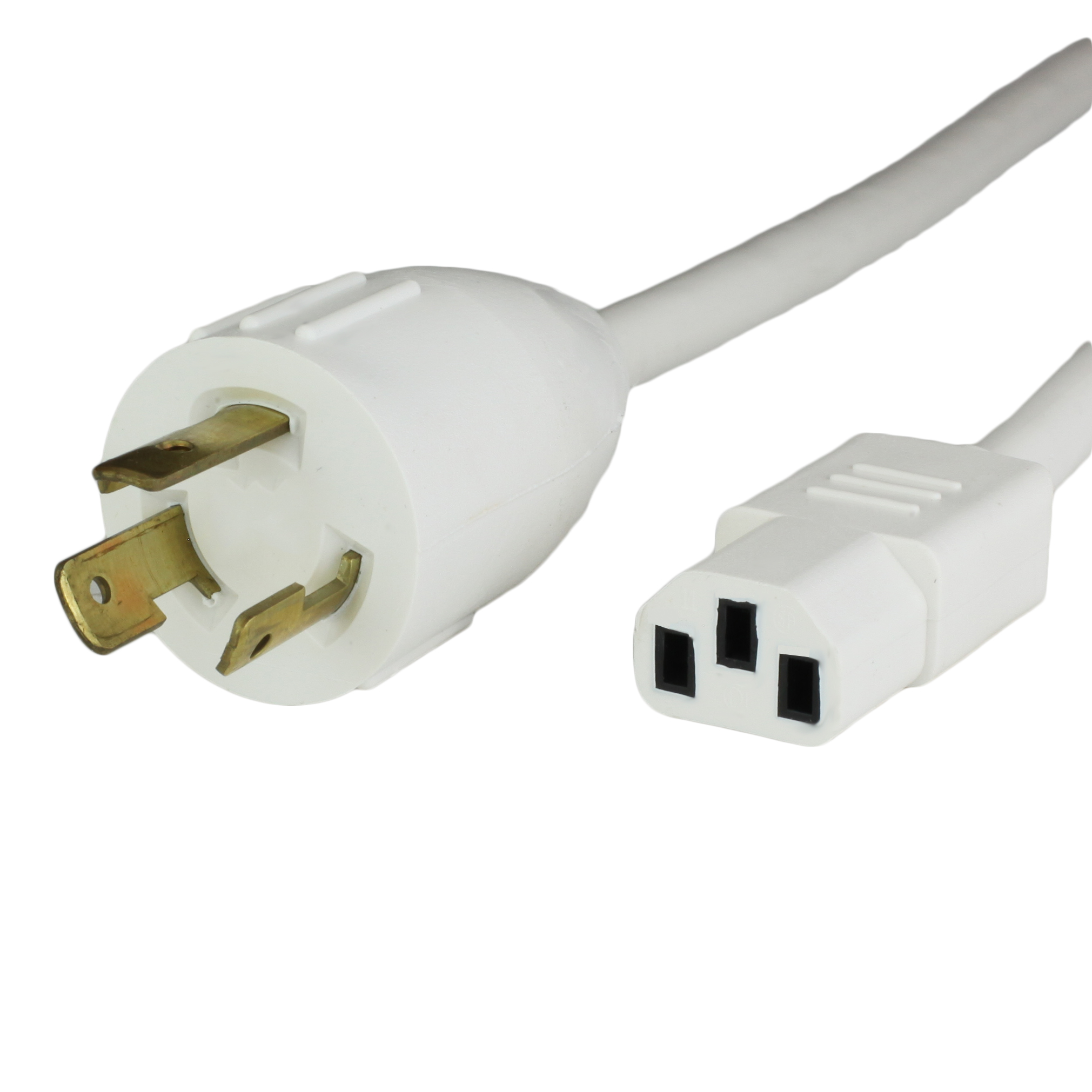 White NEMA L6-20P to IEC 60320 C13 Adapter Power Cords
