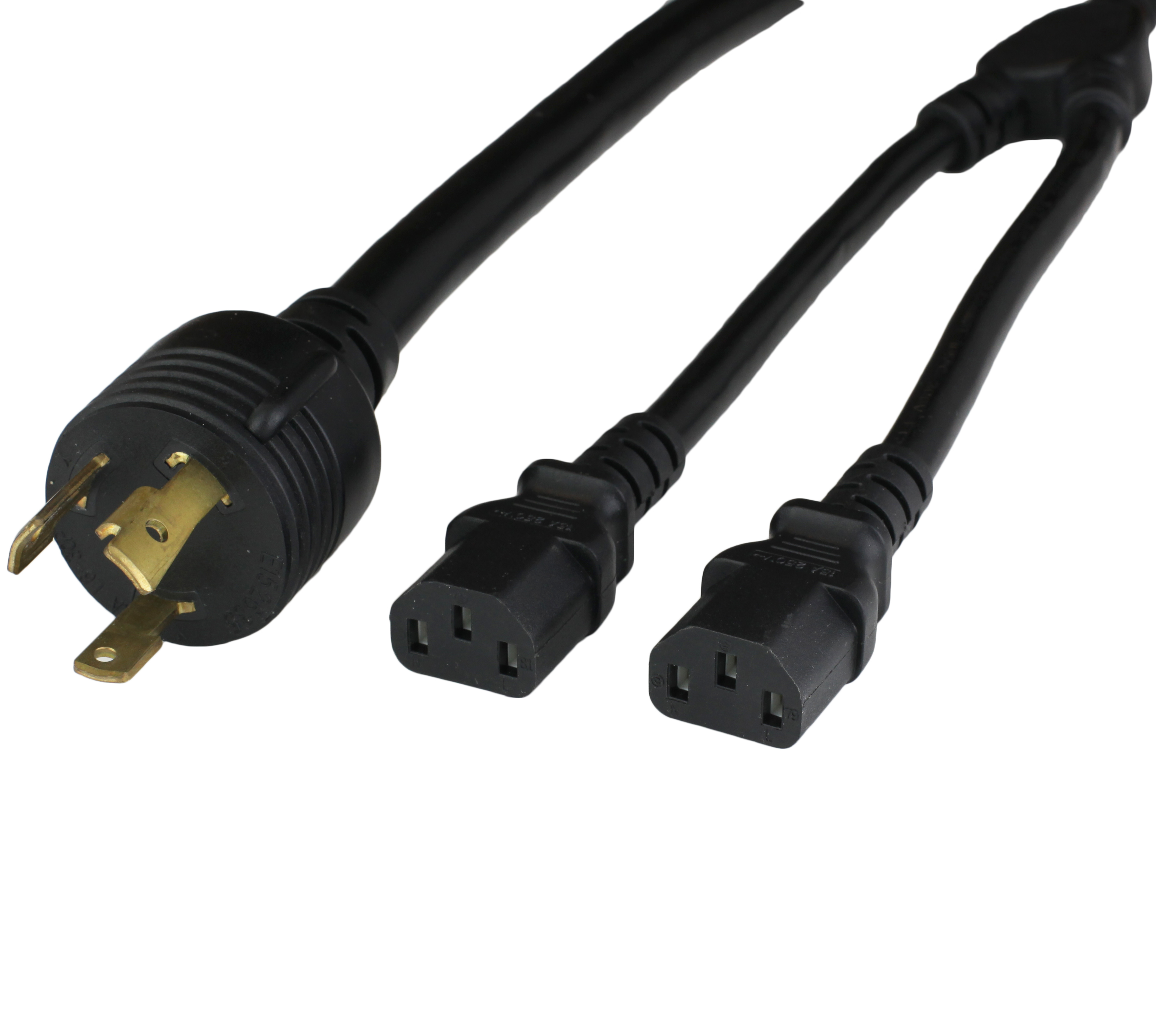 Black NEMA L6-30P to 2x IEC 60320 C13 SPLITTER Power Cords