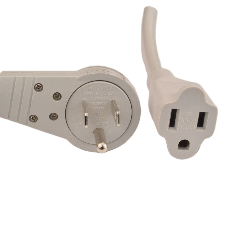 SWIVEL 5-15P to 5-15R Extension Cord 15A 125V