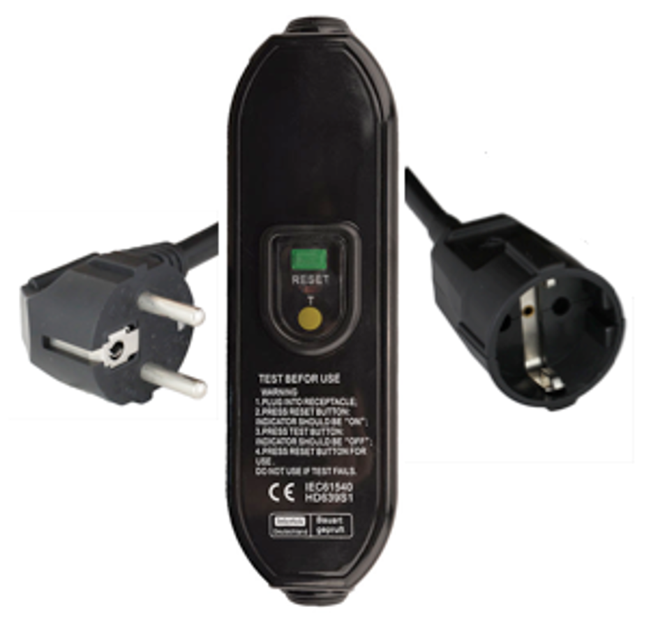 Europe Schuko CEE7/7 RCD (GFCI) Extension Cords