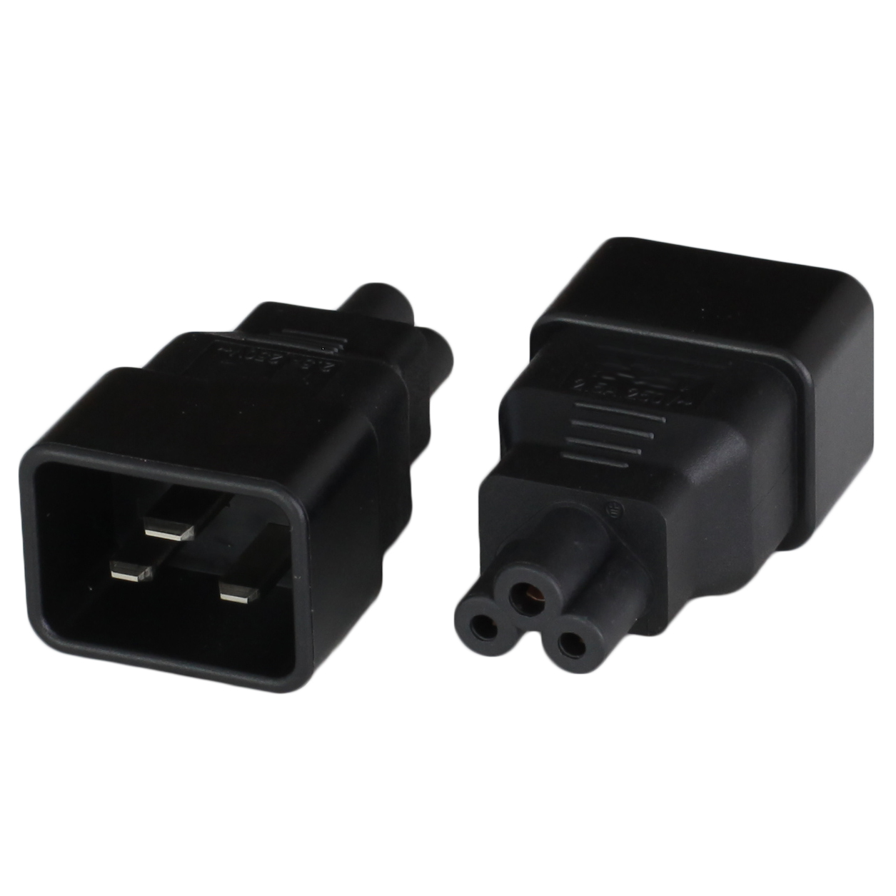 <p>This IEC 60320 C20 Plug Adapter (Adaptor) allows you to convert an IEC 60320 C19 connector/outlet into an IEC 60320 C5 outlet.</p>
