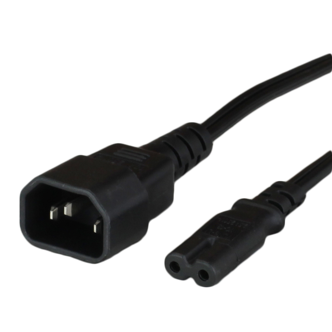 12FT IEC60320 C14 to C7 2.5A 250V SPT-2 Power Cord - BLACK