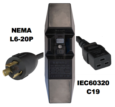 MANUAL RESET - INLINE STYLE - NEMA L6-20P to IEC60320 C19 GFCI POWER CORD