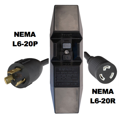 MANUAL RESET - INLINE STYLE - NEMA L6-20P/R GFCI EXTENSION CORD