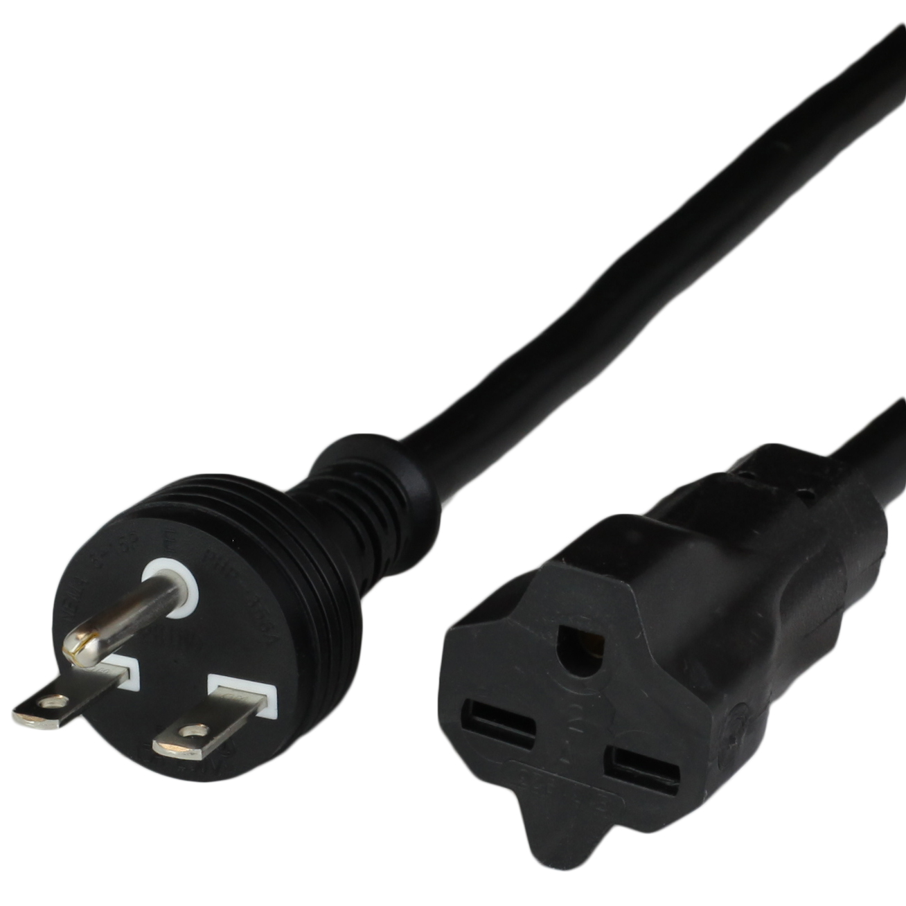 Black NEMA 6-15P 15A 250V Extension Cords