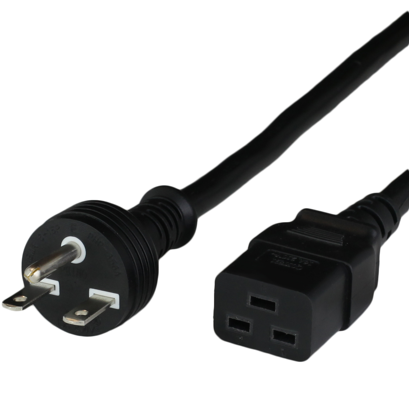 Black NEMA 6-15P to IEC60320 C19 15A 250V Power Cords