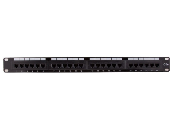 Rackmount 24 Port Cat5e Patch Panel, Horizontal, 110 Type, 568A & 568B Compatible, 1U